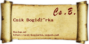 Csik Boglárka névjegykártya